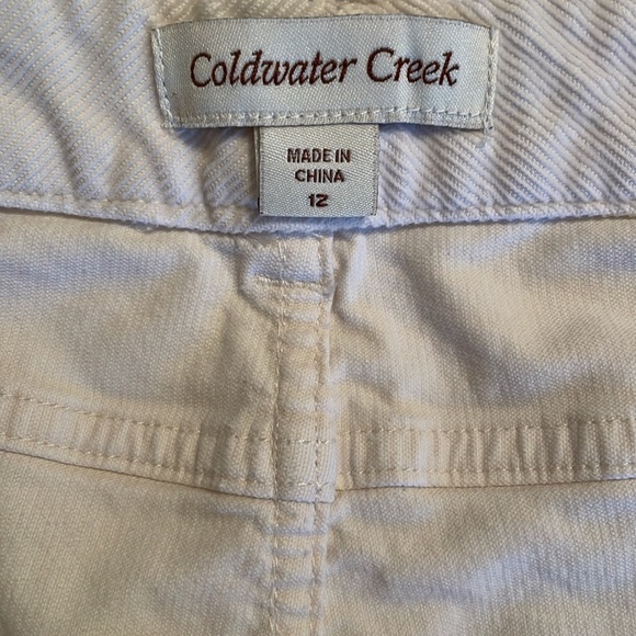 Coldwater Creek Corduroy Pants Size 12 Winter White Cotton 1% Spandex Zip EUC - Picture 5 of 9